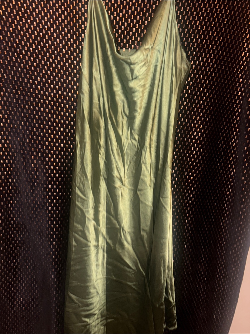 Satin Slip Dress - Olive Green - Picture 1 of 1